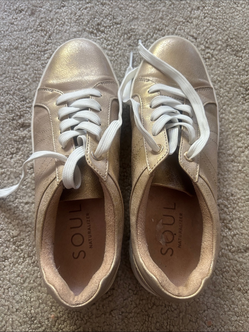 SOUL Naturalizer Metallic Rose Gold Lace-Up Sneakers
